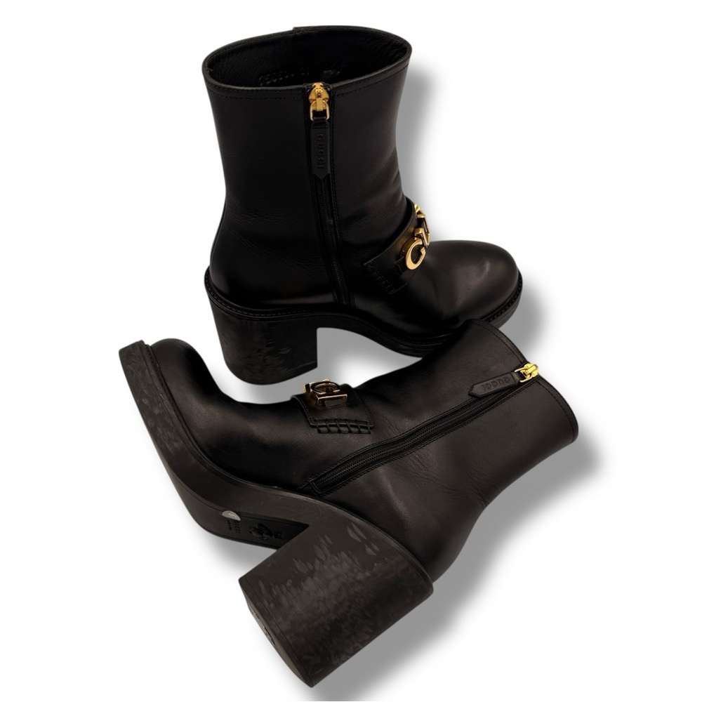 Gucci Logo Ankle Boots Black Leather – EU 37 - Picture 6 of 16